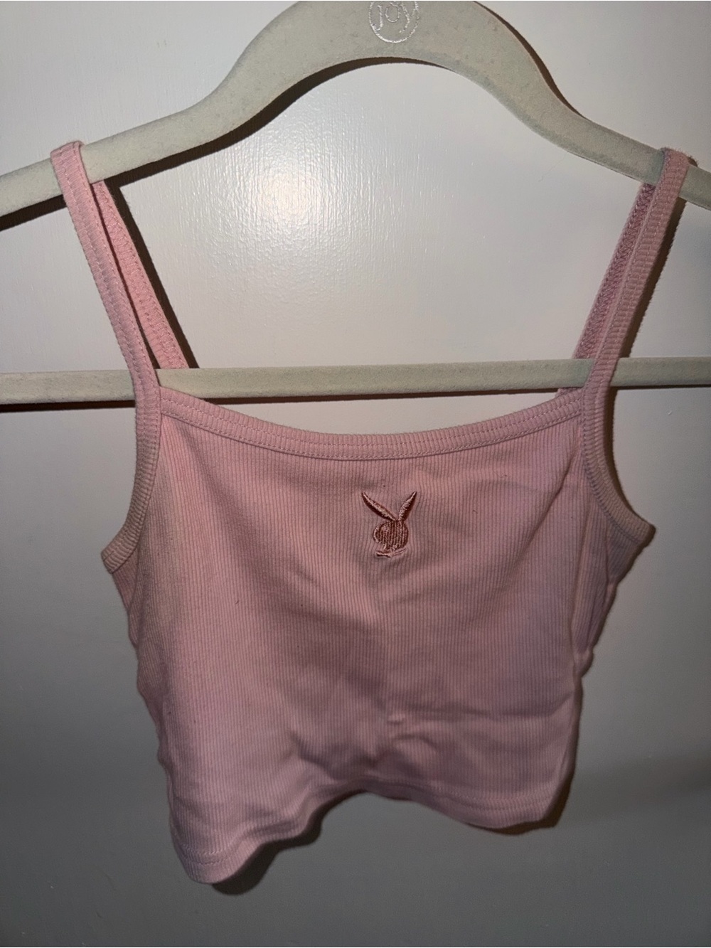 PLAYBOY Light Pink Ribbed Crop Tank
